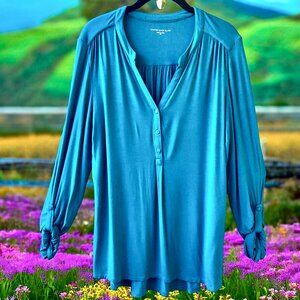 Canyon River Blues Tunic Top Blouse Shirt Long Sleeve Button Up Womens XL
